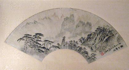 Appraisal: Two Chinese painted fans th century Of color and ink