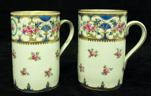 Appraisal: A pair of late th Century Dresden mugs painted rose