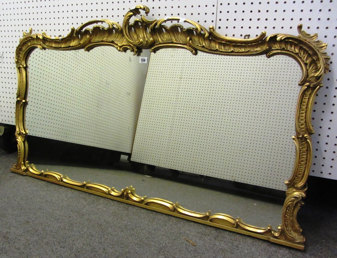 Appraisal: A th Century gilt framed overmantel mirror with 'C' scroll