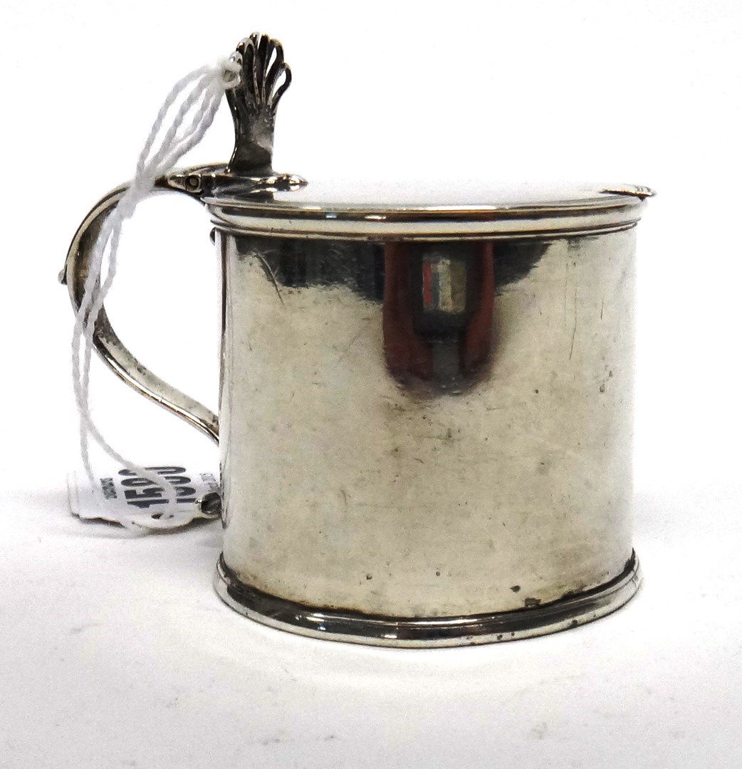 Appraisal: A George III silver mustard pot of plain cylindrical form