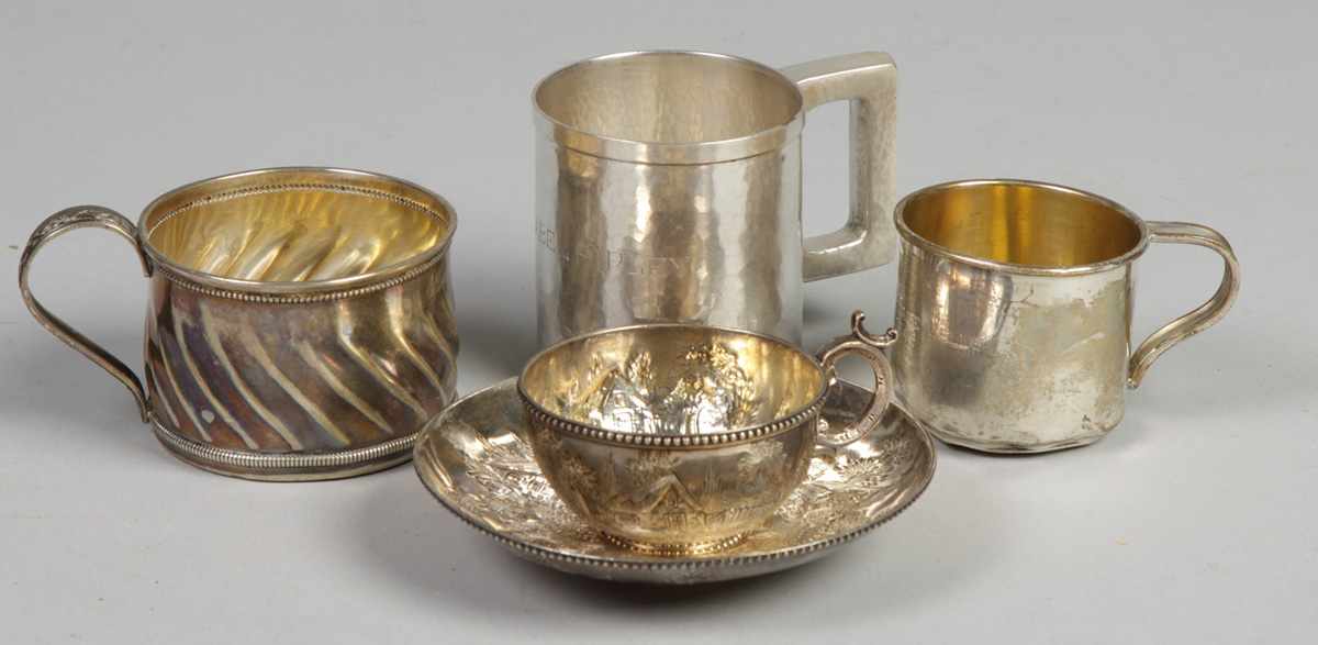 Appraisal: Group of sterling silver children's cups Group of sterling silver