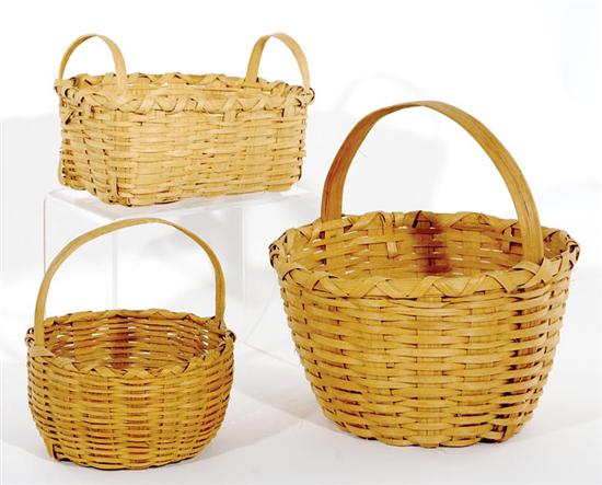 Appraisal: Three Virginia split oak baskets by Lucy Cook blueberry basket