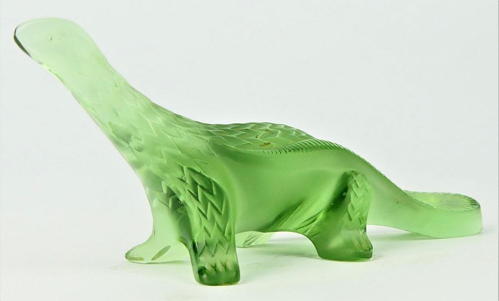 Appraisal: LALIQUE FRANCE CRYSTAL GREEN LIZARD FIGURE LALIQUE FRANCE CRYSTAL GREEN