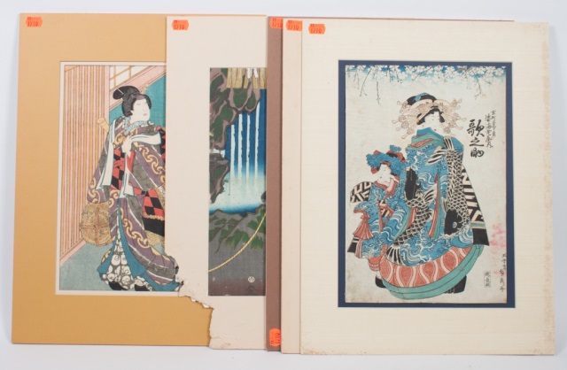 Appraisal: Five Japanese color woodcuts including two Toyokuni Kunisada dramatic scenes