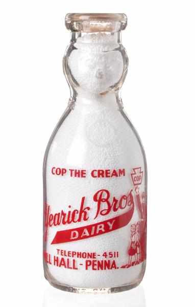 Appraisal: Yearick Bros Dairy Baby Face Milk Bottle Description Mill Hall