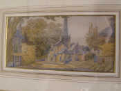 Appraisal: A watercolour 'Village Street with Church Steeple' Signed J S