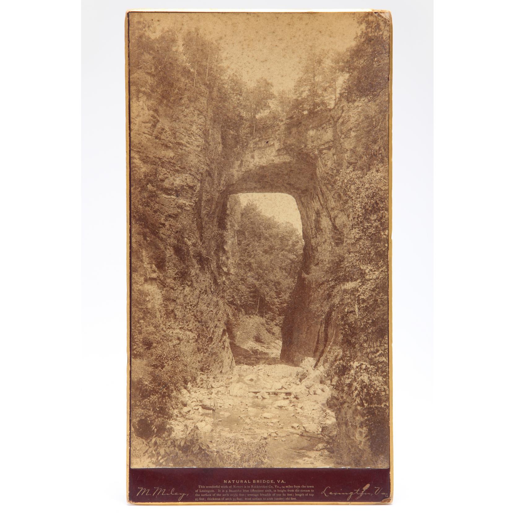 Appraisal: Michael Miley Photograph of Natural Bridge Oversize cabinet style photograph