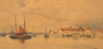 Appraisal: Thomas Bush Hardy - Graveslines ships in harbour off the