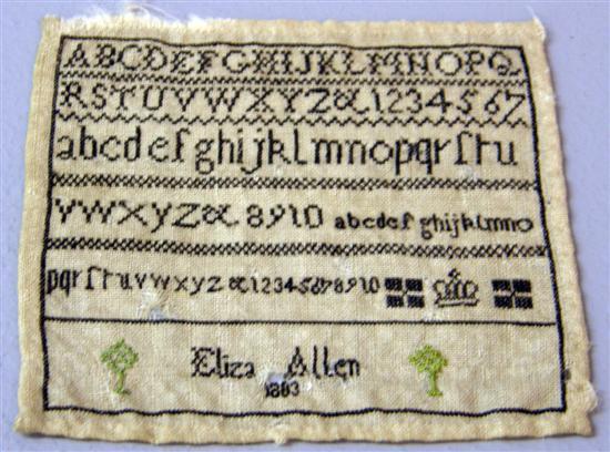 Appraisal: Alphabet sampler early th century by Eliza Allen and dated