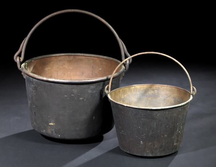 Appraisal: Two French Copper and Iron Cooking Pots late th century