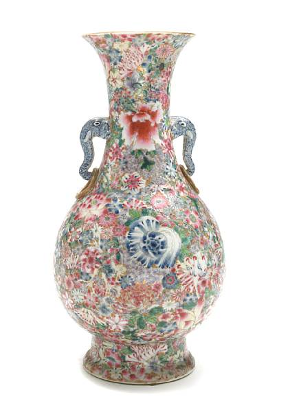 Appraisal: A millefleur vase Republic period height in diameter in