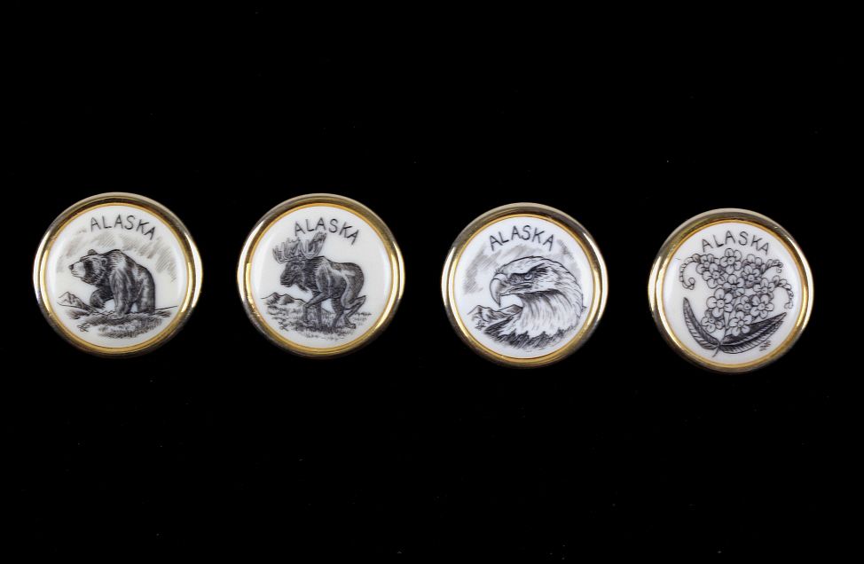 Appraisal: Alaskan Scrimshaw Brass Button Collection C s For your consideration