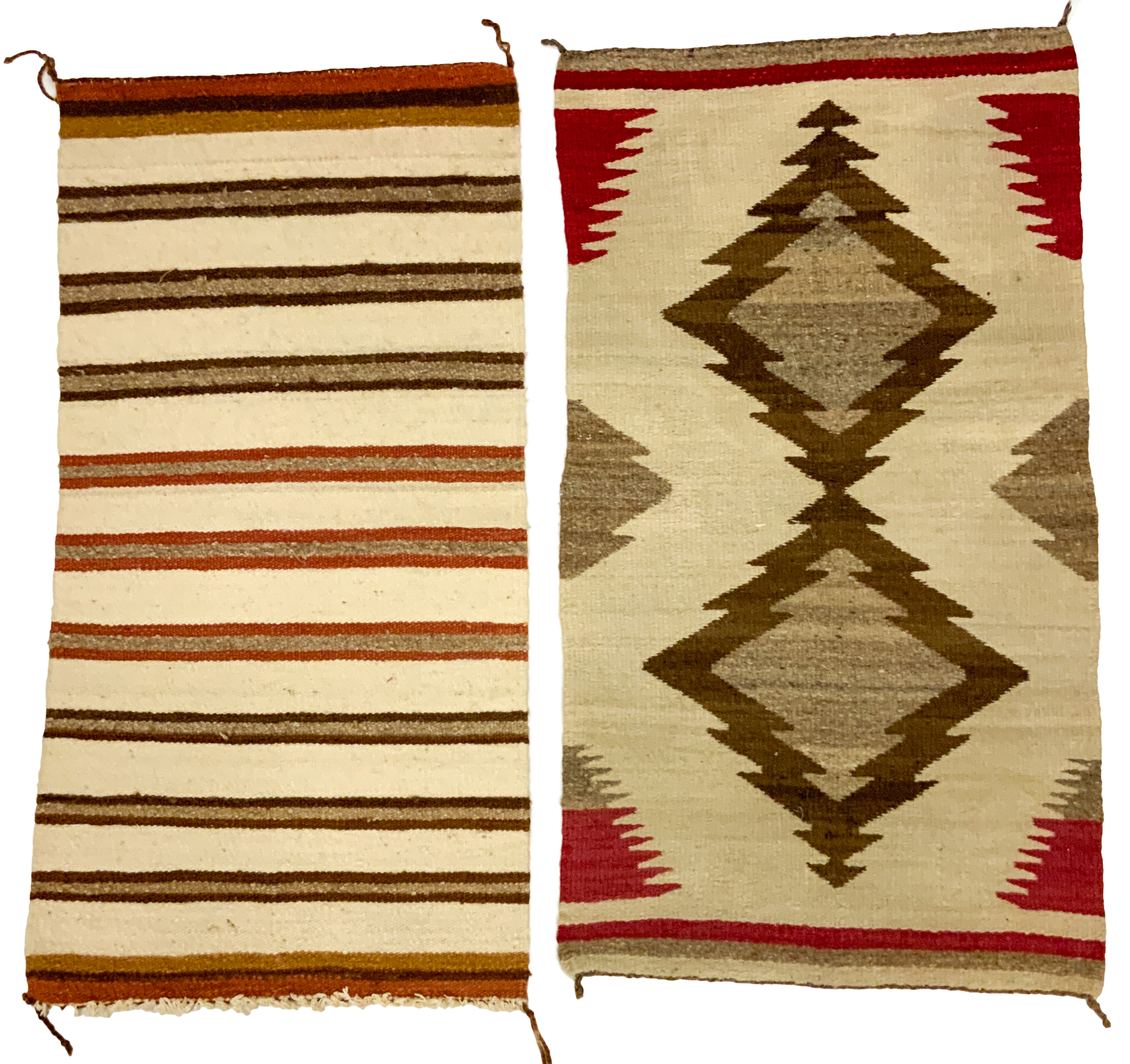 Appraisal: TWO NAVAJO WEAVINGS Striped x in Patterned x in