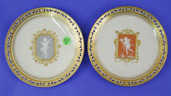 Appraisal: TWO MINTONS PATE SUR PATE CABINET PLATES late th century