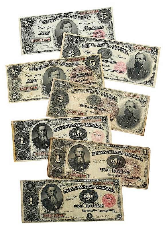 Appraisal: Seven U S Treasury Notes also called Coin Notes series