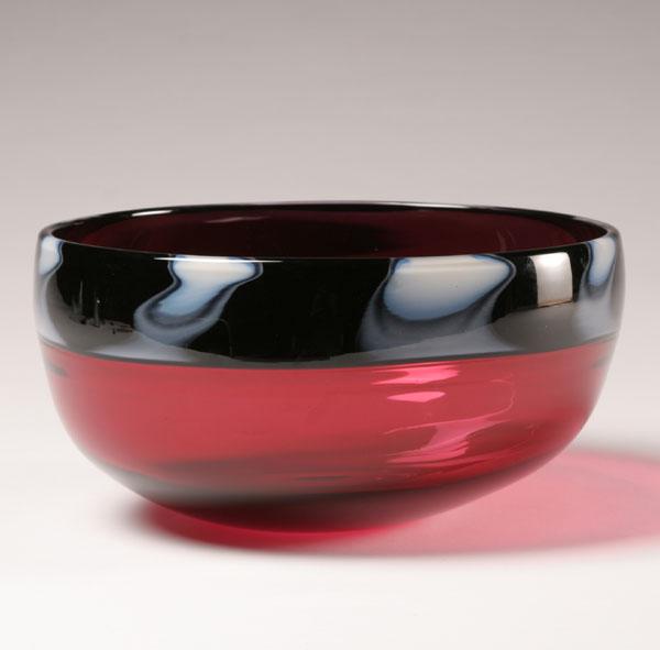 Appraisal: Correia incalmo technique American Studio art glass bowl black amethyst