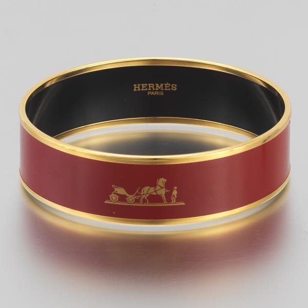 Appraisal: Hermes Red Enamel Cal che Bangle circumference dia Classic Hermes