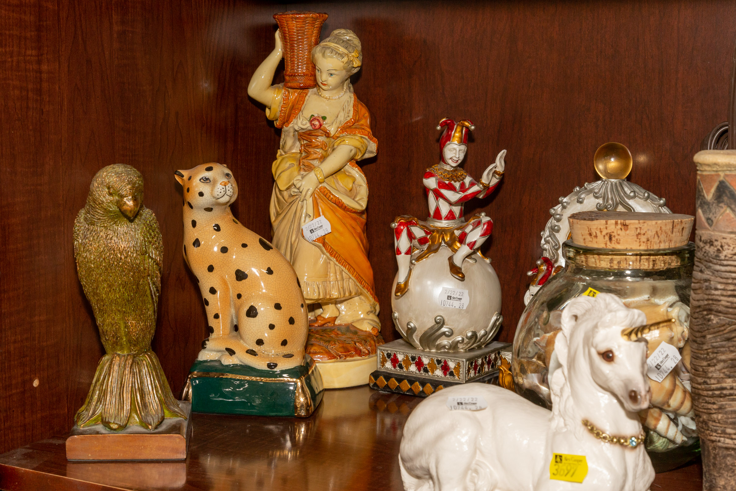 Appraisal: ASSORTMENT OF DECORATIONS COLLECTIBLES Contemporary includes a unicorn figure animal