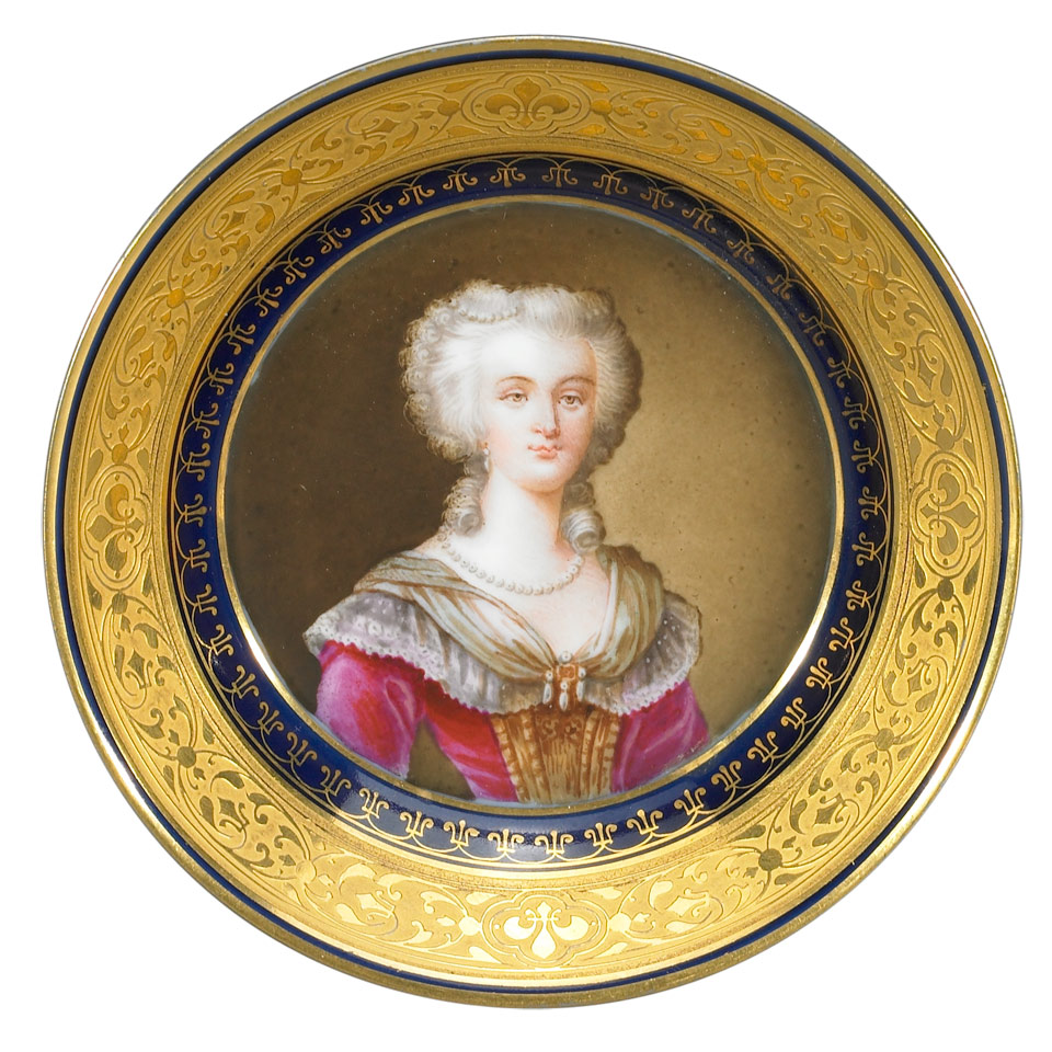 Appraisal: S vres Marie Antoinette Portrait Saucer late th century painted