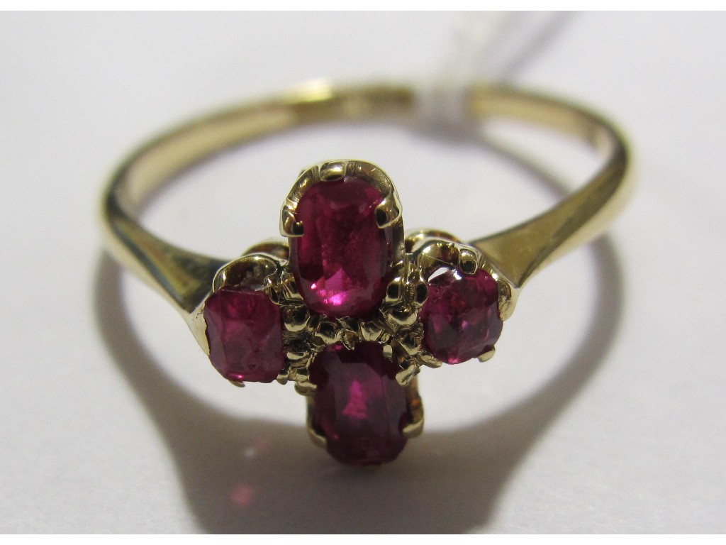 Appraisal: Edwardian ct gold ruby four stone ring