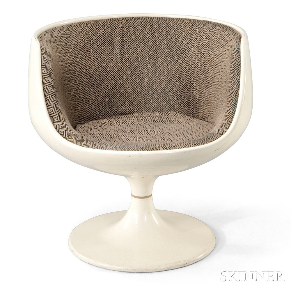 Appraisal: Eero Aarnio Cup Chair Molded fiberglass upholstery Manufactured by Asko