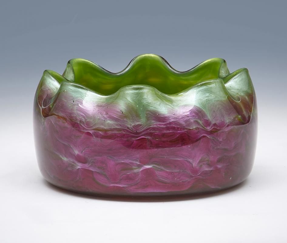 Appraisal: Loetz Titania art glass bowl with ruffle rim Loetz Titania