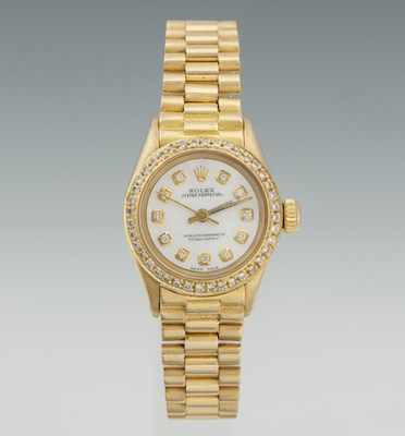 Appraisal: A Ladies' Rolex Oyster Perpetual k Gold Watch ca k