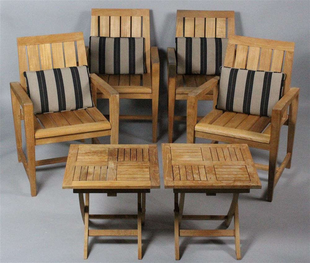 Appraisal: CONTEMPORARY KINGSLEY-BATE TEAK GARDEN SET INCLUDES FOUR CHAIRS AND TWO