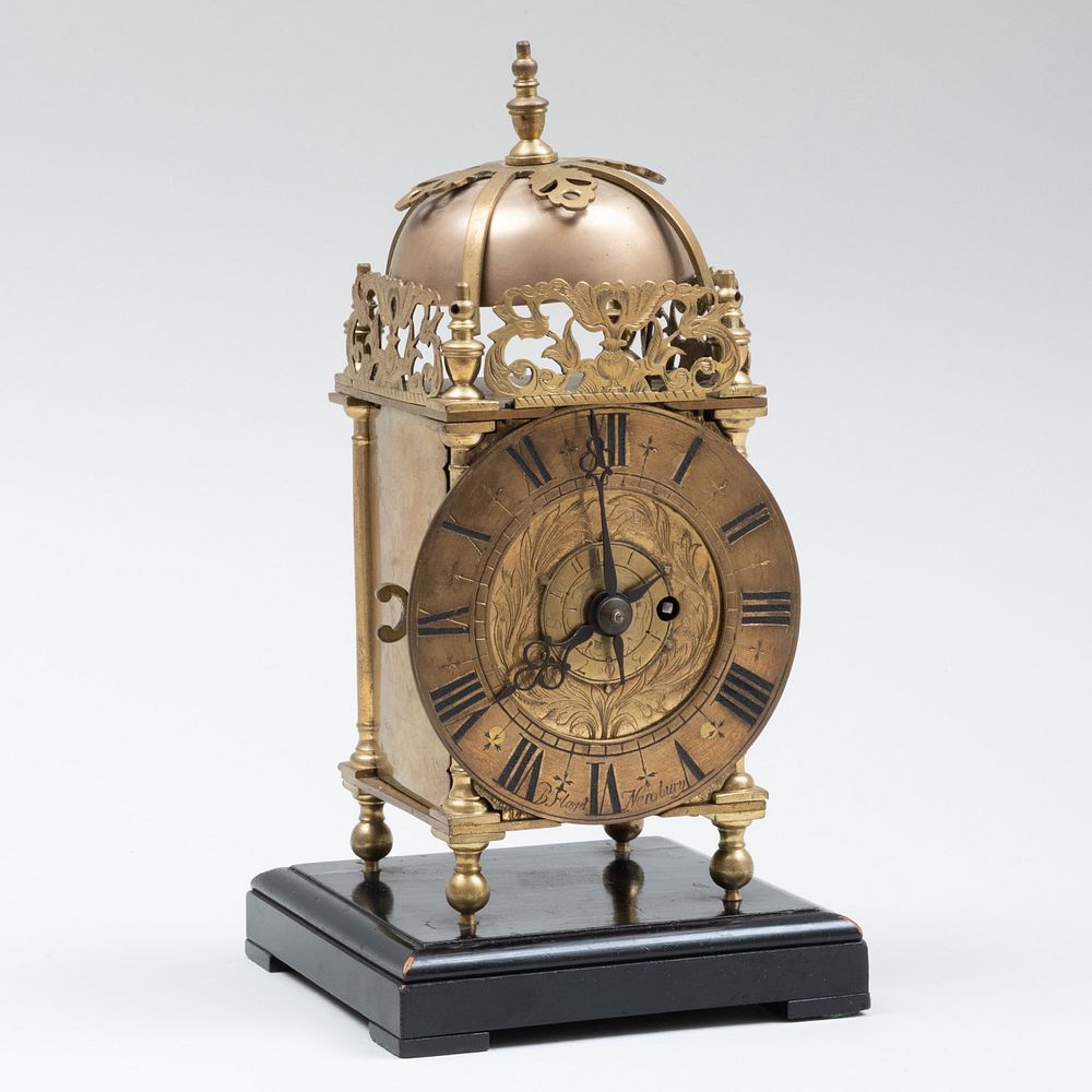 Appraisal: English Brass Clock Lantern Clock The dial indistinctly signed in