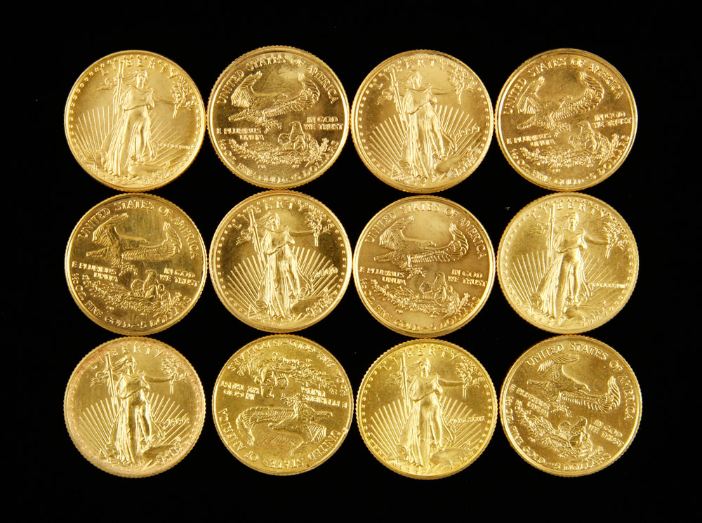 Appraisal: - Liberty Gold Coins Lot of twelve Liberty gold coins