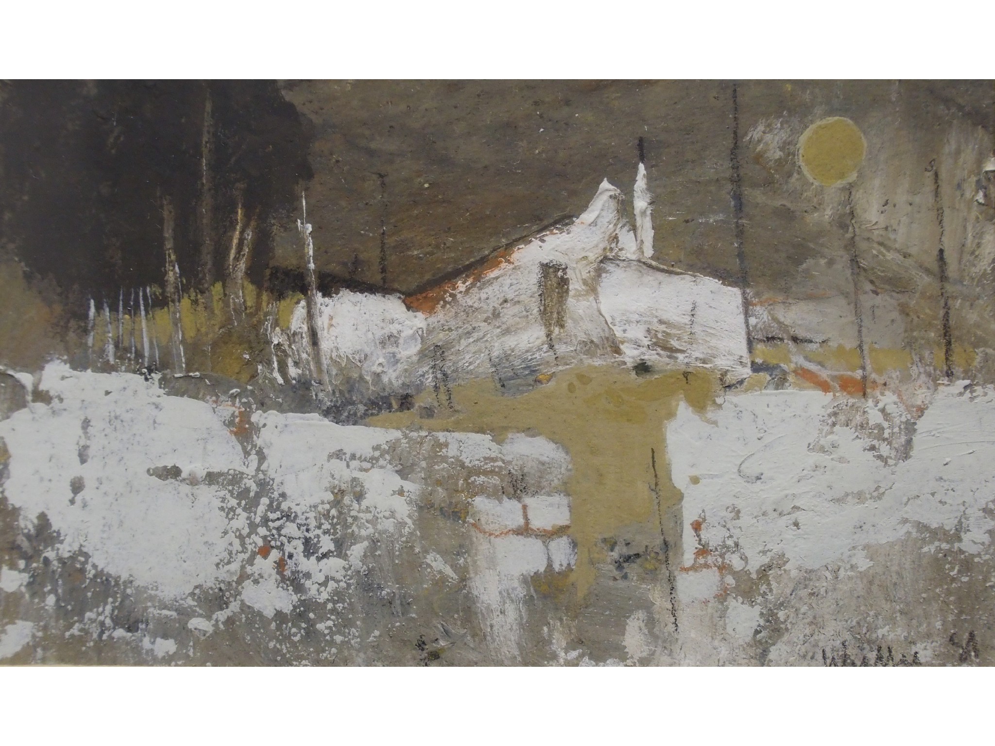 Appraisal: GORDON H WYLLIE RSW Scottish - COTTAGE BY MOONLIGHTGouache signed