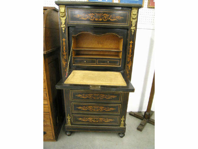 Appraisal: French Empire Period Secretary Desk with fancy inlay ormoulu mounts