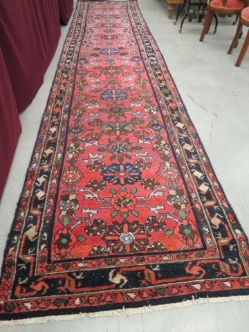 Appraisal: Hamadan Persian Handmade Runner floral on salmon field ' x