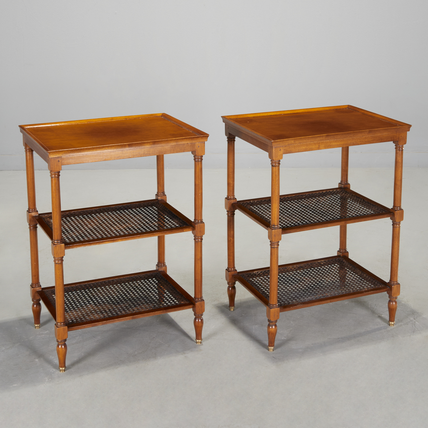 Appraisal: PAIR CHARLES X STYLE CANED SIDE TABLES Late th c