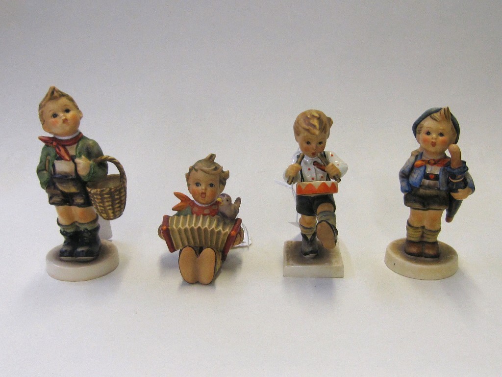 Appraisal: Four Hummel figures to include 'Home from Market' Village boy'