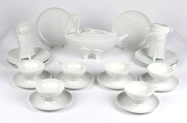 Appraisal: Paul Wunderlich German - for Rosenthal'Leda' tea set porcelaincomprising teapot