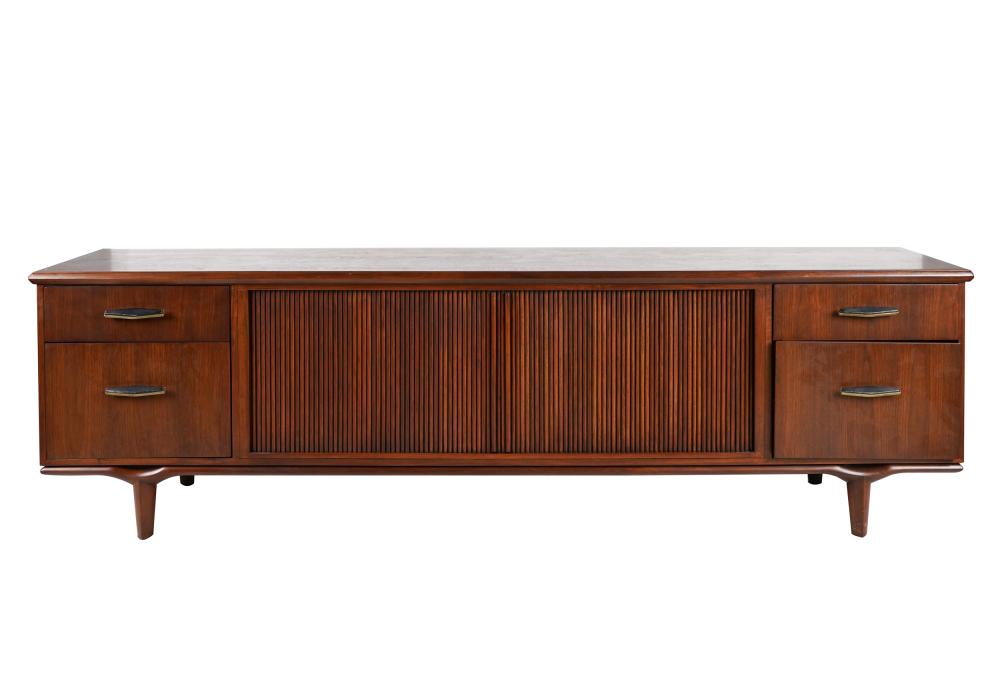 Appraisal: MID CENTURY-MODERN CREDENZAwith two drawers on either side flanking a