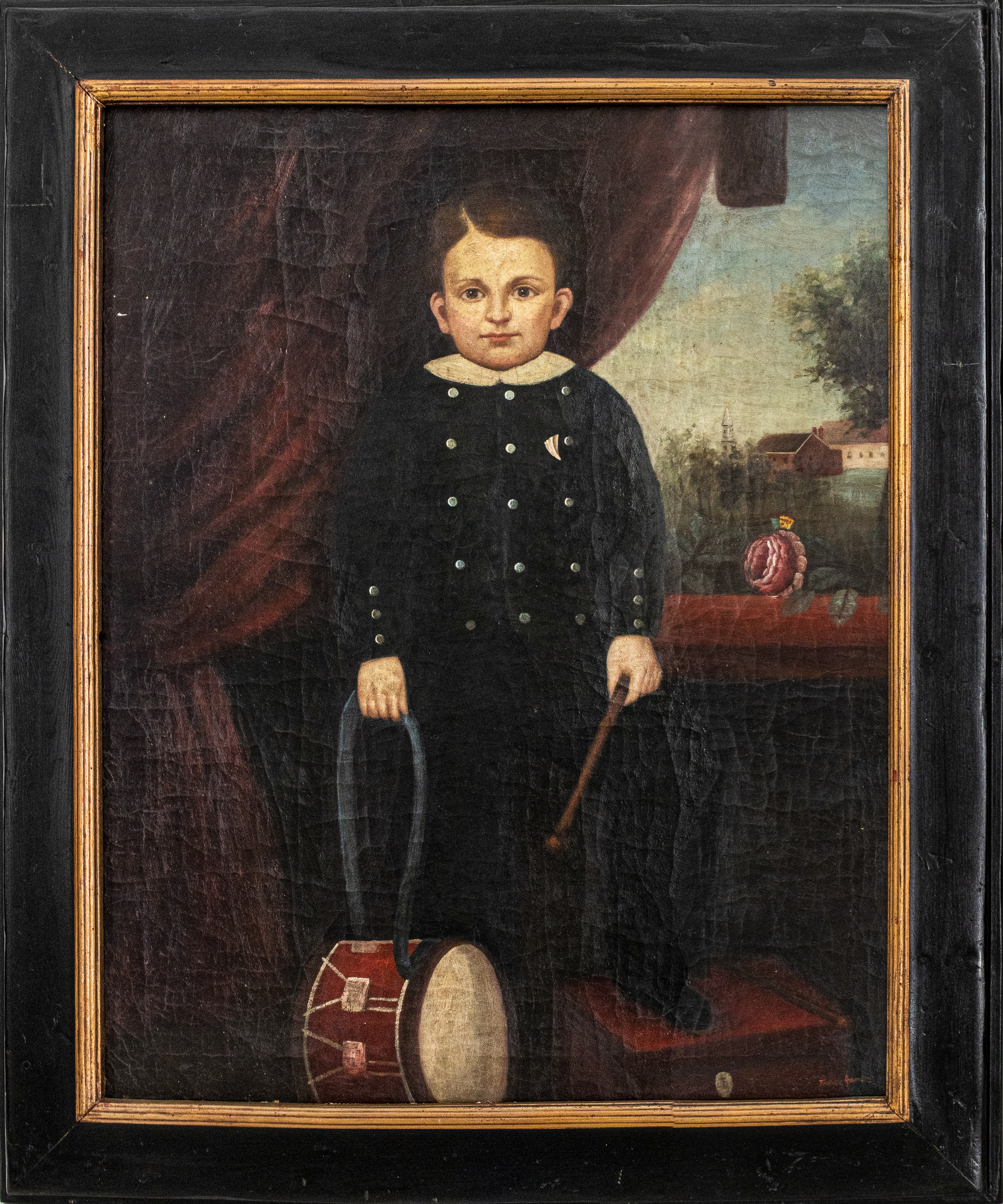 Appraisal: TREVOR JAMES BOY WITH DRUM OIL ON CANVAS Trevor James