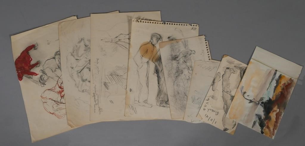 Appraisal: Seven sketchbook pages by Jay Hall Connaway American - figural