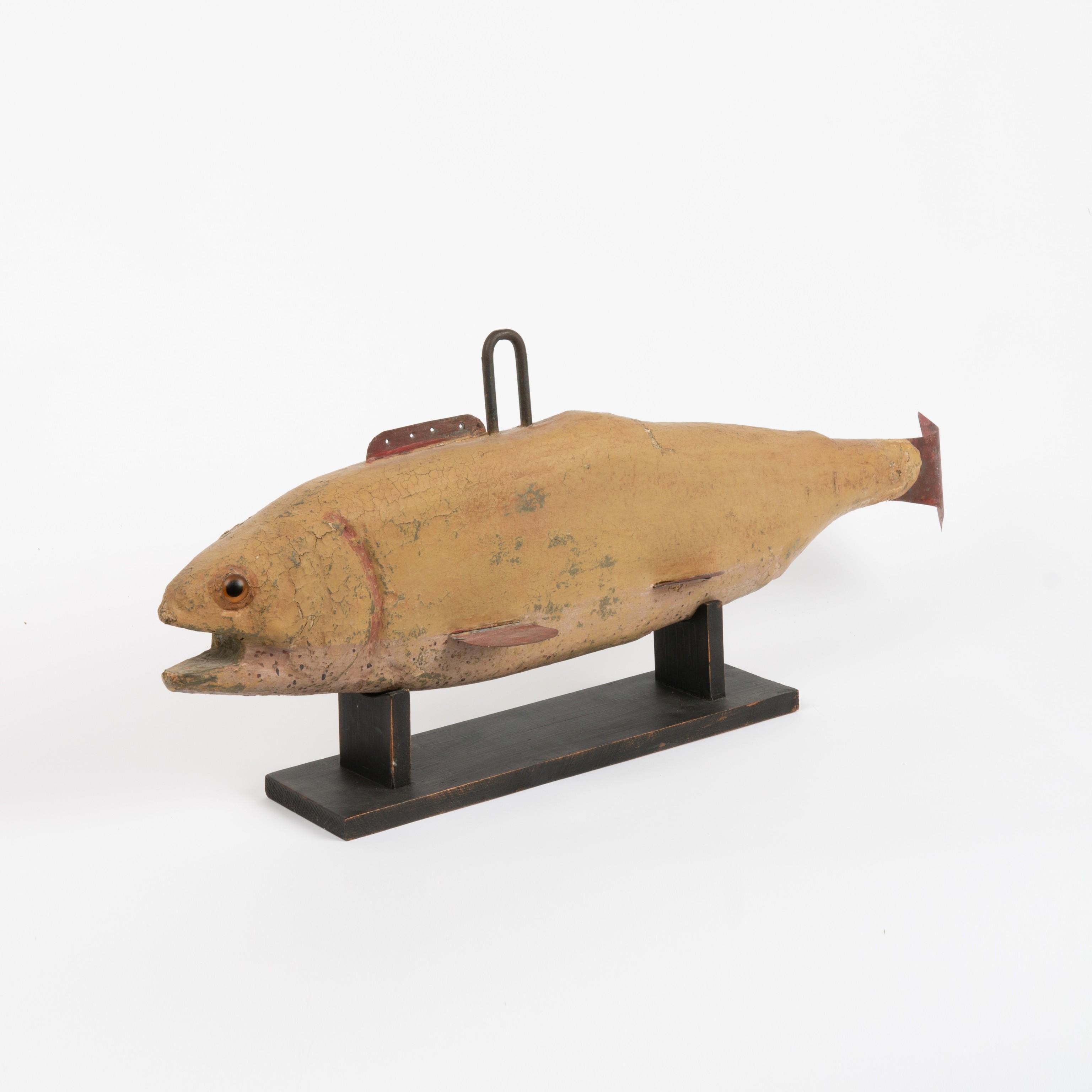 Appraisal: FOLK ART CARVED FISH DECOY A large carved and painted