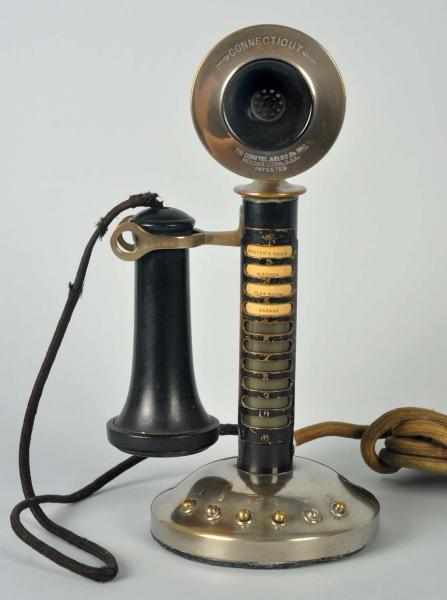 Appraisal: Connecticut -Station Candlestick Telephone Circa Black shaft with nickel base