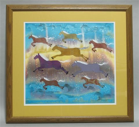 Appraisal: ED DEFENDER AMERICAN - HORSE HEAVEN Watercolor and acrylic on