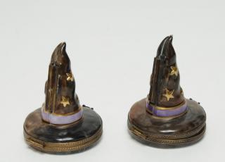 Appraisal: Limoges Halloween Witch's Hat Enamel Boxes Vintage Rochard Limoges Halloween-themed