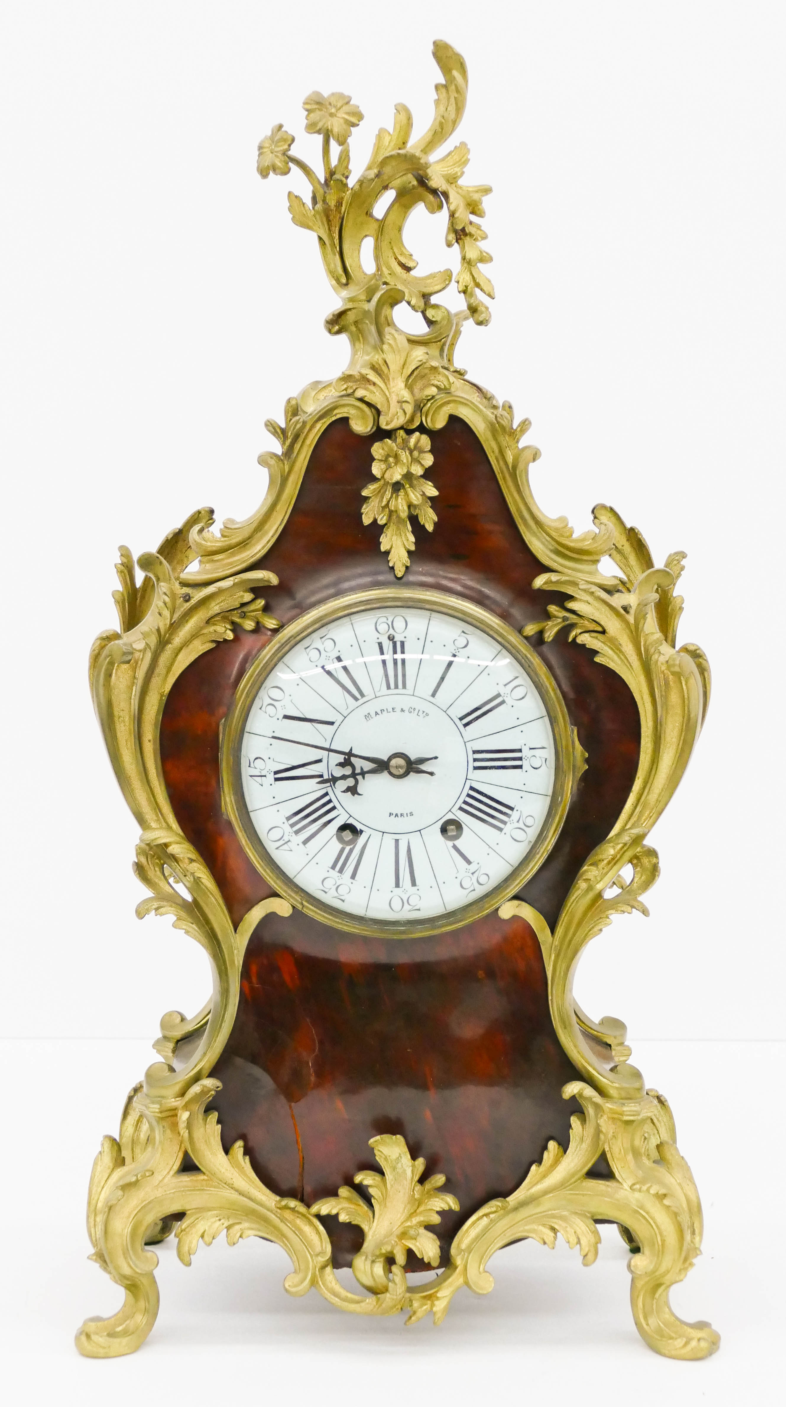 Appraisal: Antique Maple Co French Rococo Mantle Clock ''x ''x ''