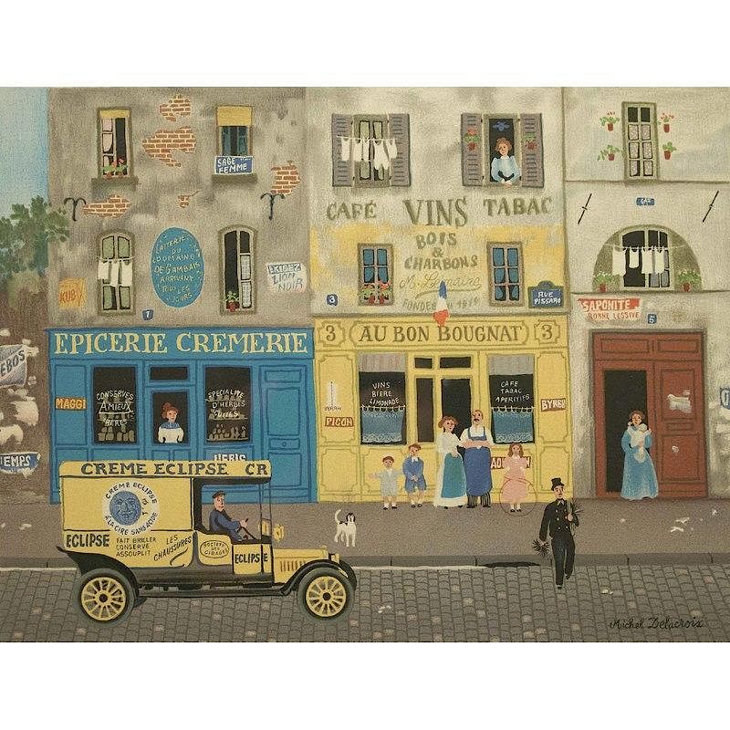 Appraisal: Michel Delacroix Print Framed Michel Delacroix French urban scene lithograph