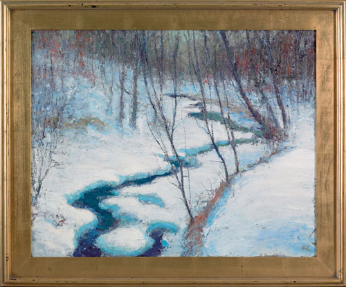 Appraisal: David Hahn American th c oil on canvas winter landscape