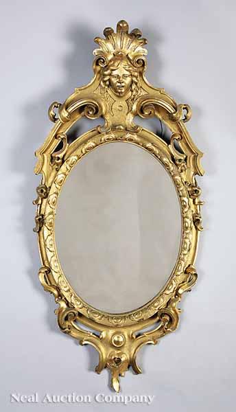 Appraisal: An American Carved and Giltwood Looking Glass mid- th c