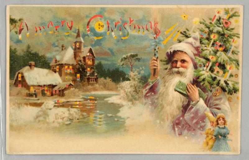 Appraisal: Rare Santa Hold to the Light Postcard Depicts Santa holding