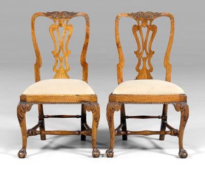 Appraisal: Pair Chippendale carved side chairs walnut and other mixed woods