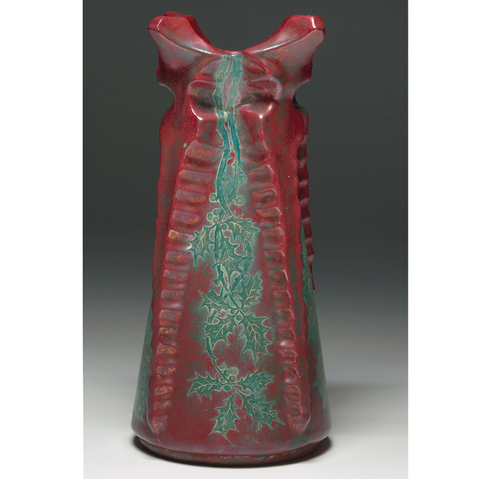 Appraisal: Fine Desmant vase fine organic shape with leaf and berry